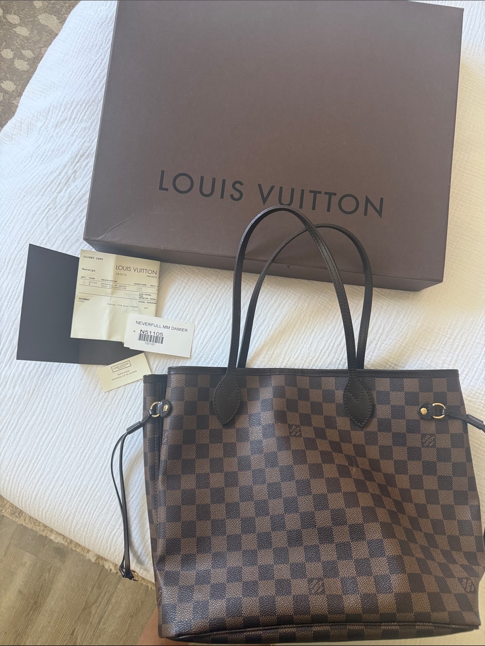 Louis Vuitton Damier Ebene Checkerboard Brown Tote